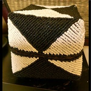 B/W Hand beaded  jewelry box